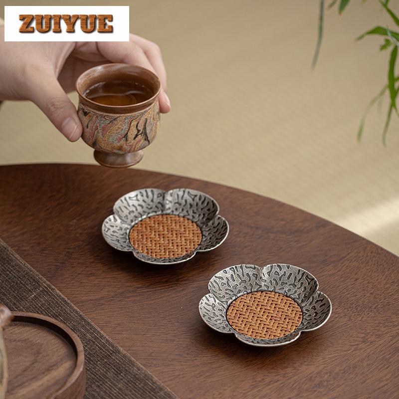 Alloy Rattan Coasters Retro Hot Pad For Coffee Cups Saucer Heat Insulation Placemats Teacup Base For Tea Supplies Decoration