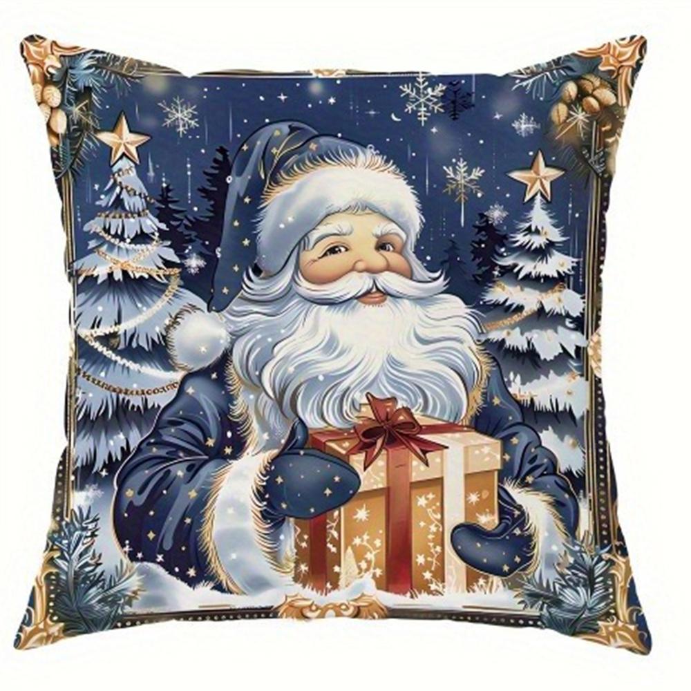 

Рождественское украшение наволочка Санта-Клаус снеговик елка узор подходит для дома комната диван подушка чехол подарок другу 45x45cm