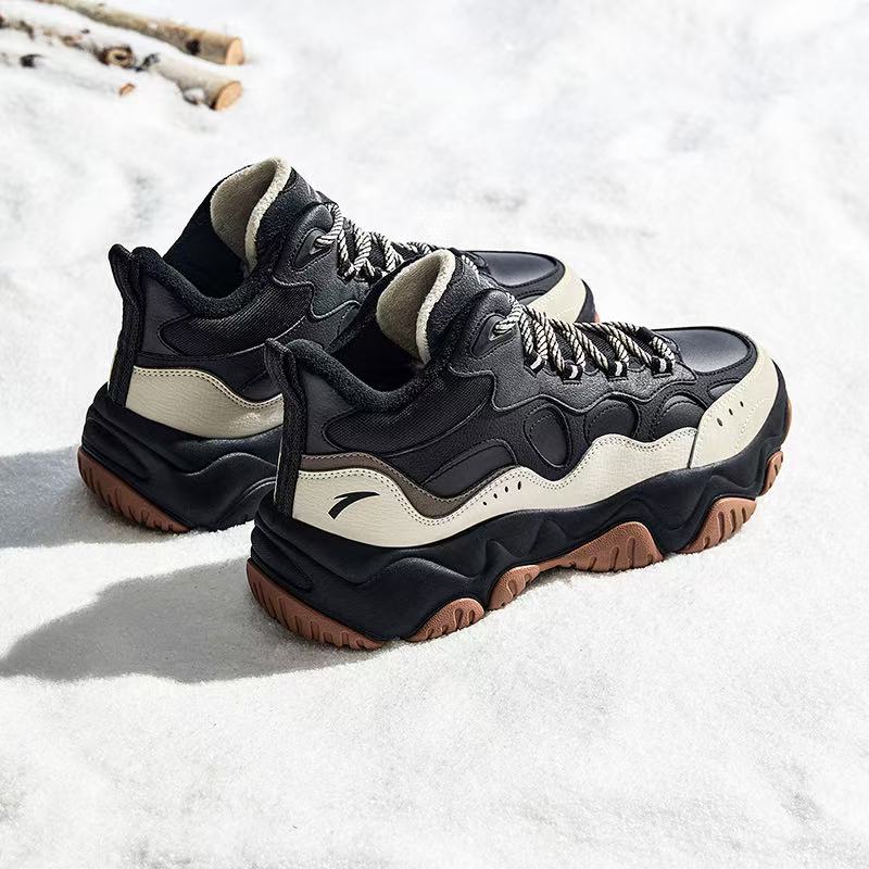 Anta Flowing Glow Fleece Comfortable Trendy Versatile Wear Resistant Warm Low Top Dad Shoes Men sneaker Black 112548953-2