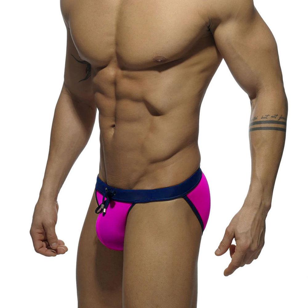 UXH Men's Sexy High-Cut Color Block Triangle Swim Briefs - European & American Fashion
