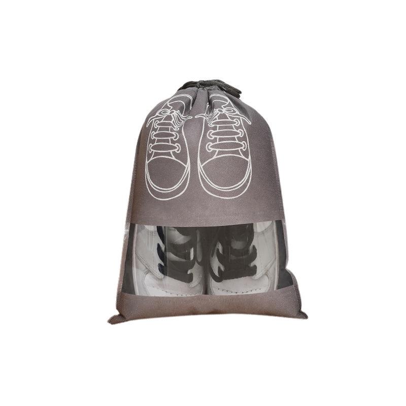 Convenient Non-Woven Drawstring Shoe Bags - Dustproof, Transparent Travel Storage