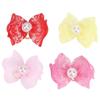 20Pcs Non-elastic Dog Hair Flower Lace Trim Pet Lace Headwear Pet Hair Tie  Daily Decoration
