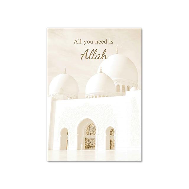 Beige Blumen Leinwand Malerei gewölbte Tür Marokko islamischen Allah Drucke Wand Kunstdruck Poster Bilder Wohnzimmer Home Decor