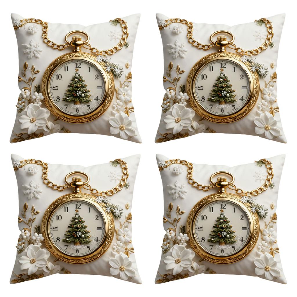 Świąteczna poszewka na poduszkę, Świąteczna dekoracja domu, Pokrowiec na poduszkę, Zestaw 4 sztuk