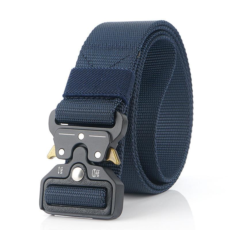 New Men'S Commuting Belt With Automatic Buckle Nylon Waistband, Outdoor Leisure Versatile Double-Layer Thick Belt