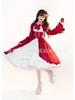 Medieval Gothic Square Neck Evening Gown with Gathered Waist and Bow Detail