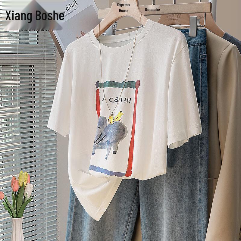 Sibaishe Women s Loose Fit Cartoon Print T-Shirt M
