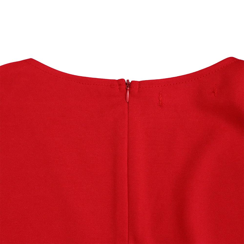 Large Size Women Fashion Mid Sleeves Patchwork Dress Ladies Elegant One Piece V Neck Sheath Dress