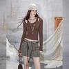 UNIFREE Retro Workwear Multi-Pocket Washed A-Line Skirt
