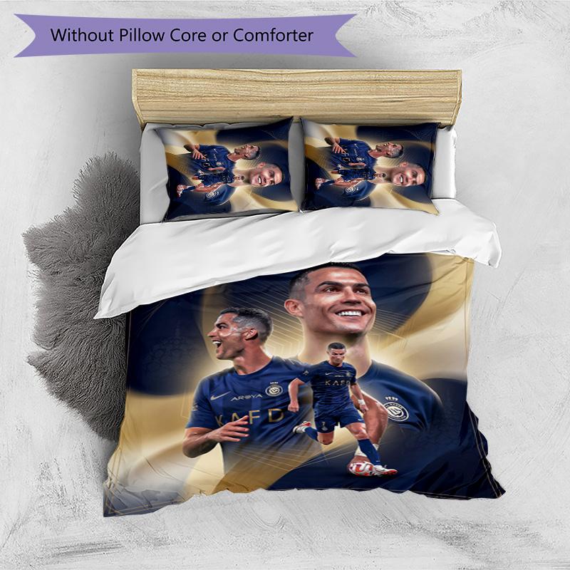 Cristiano Ronaldo Aufdruck Bettwäsche 3-teiliges Set Gemütliches Atmungsaktives Bettbezug-Set als Einweihungs-Feiertagsgeschenk