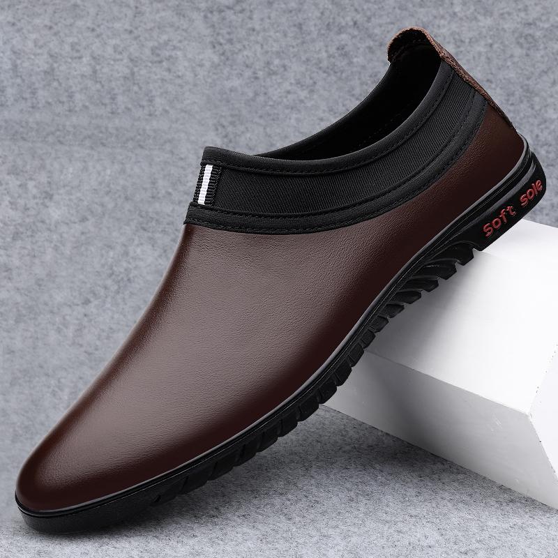 Men's Genuine Leather Shoes Soft Sole Comfortable Flat Shoes Office Commuter Business Shoes Fashion Anti Slip Men's Loafers