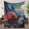 1pc Snail Sci-Fi Blanket - Glowing Orange Snail & Fiery Landscape Design, Soft Flannel-like Texture, All-Season Couch/Bedspread