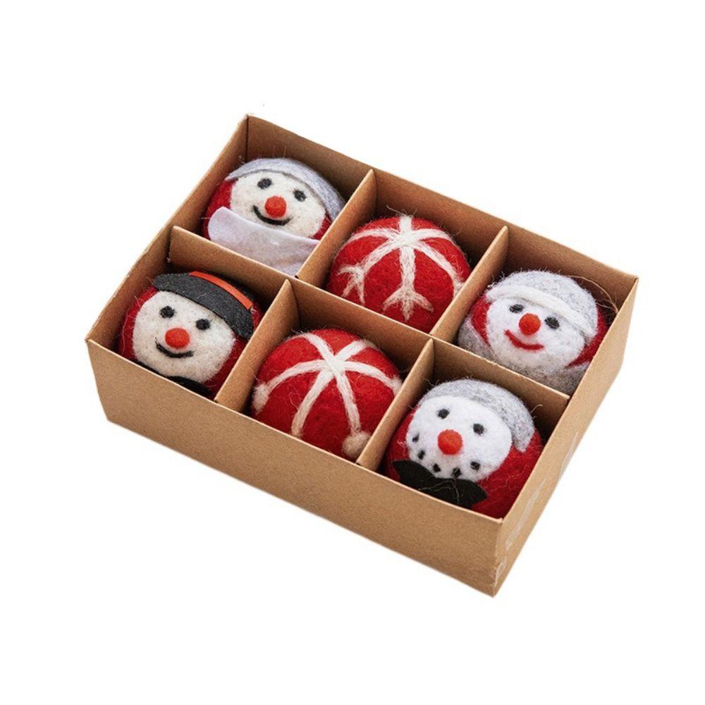 6pcs Hanging Felt Christmas Ball Wool Felt Christmas Pendant Colorful   Xmas Tree