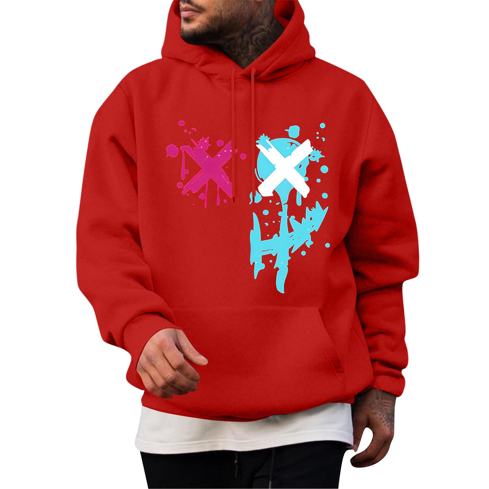 

Мужская повседневная толстовка модная толстовка с капюшоном для отдыха топы подростковая уличная мода рубашка с длинным рукавом теплая XXXL красный