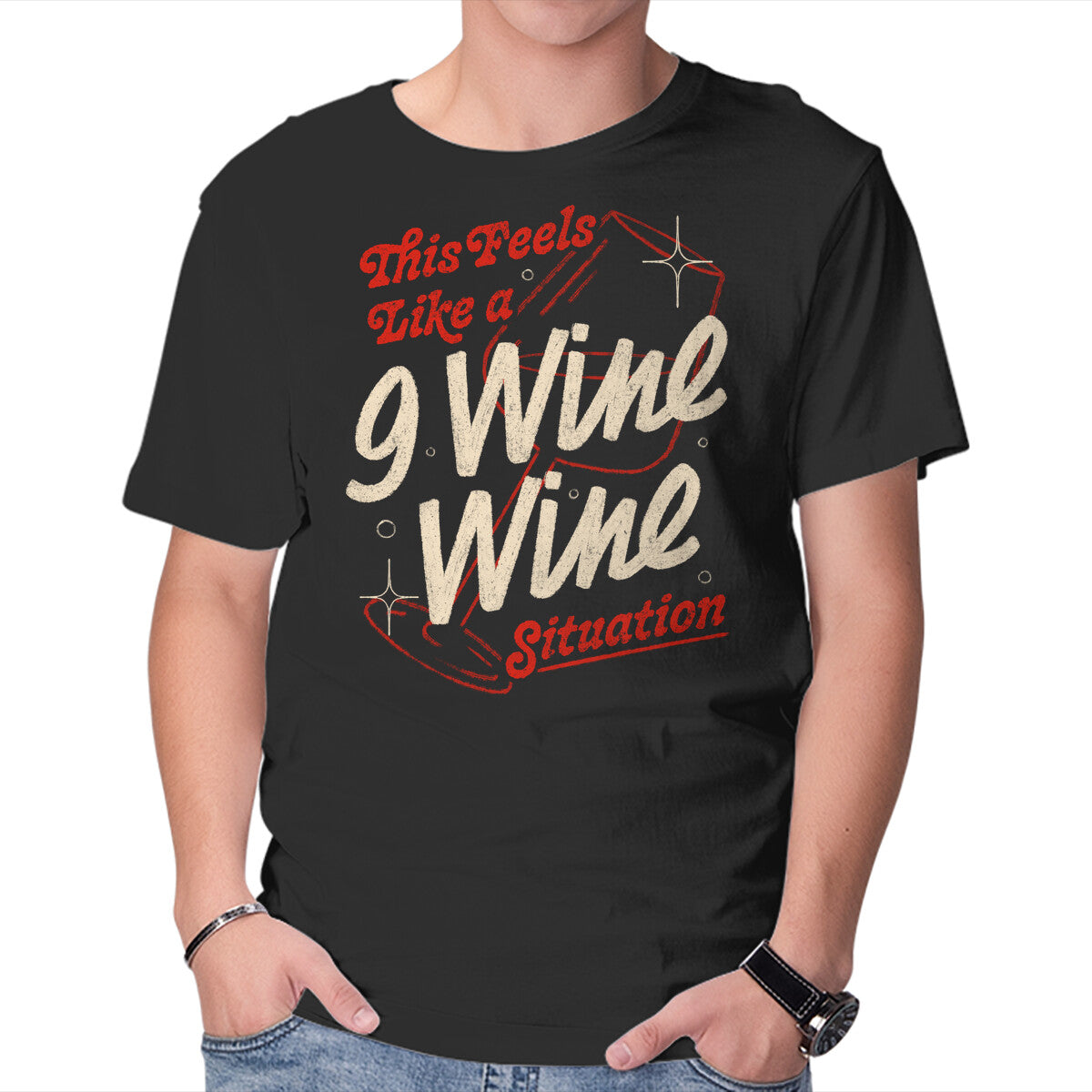 Unisex Crew Neck T-Shirt 9 Wine Wine Situation Graphic Short Sleeve Casual Tee M
