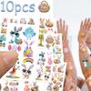 10sheets Easter Day Tattoo Stickers For Hand Arm Body Fake Decorative Waterproof Tattoo Stickers Kids Creative Festival Gifts