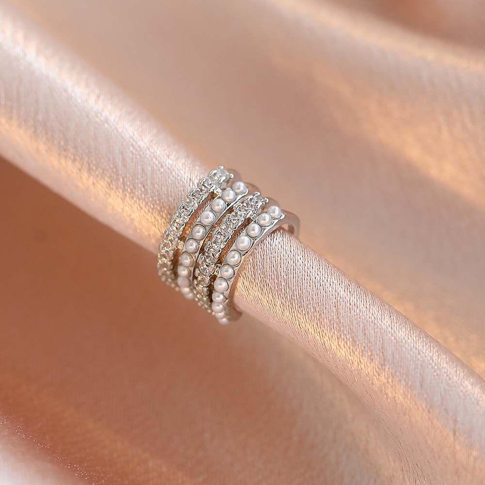 Multilayer Pearl Cartilage Clip Zircon Women Earrings Ear Bone Clip Zircon Ear Clip Korean Style