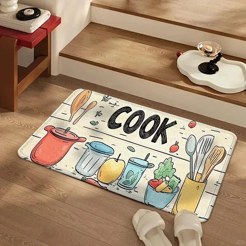 1PC Paw Prints Kitchen Rug Non-Slip Door Mats Pop Design Bathroom Rug Bath Mat Carpet for Home Sink Laundry Decor