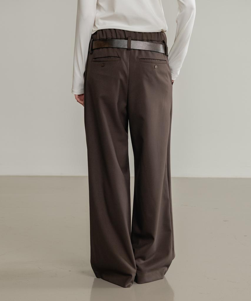 SSIN AND LEE (W) Low Loop Banding Slacks Brown