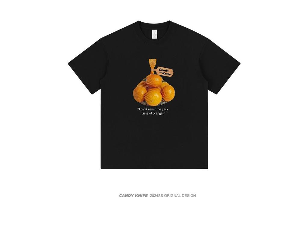 Unisex Summer Cotton T-Shirt with Fun Fruit Print - Loose, Short-Sleeved