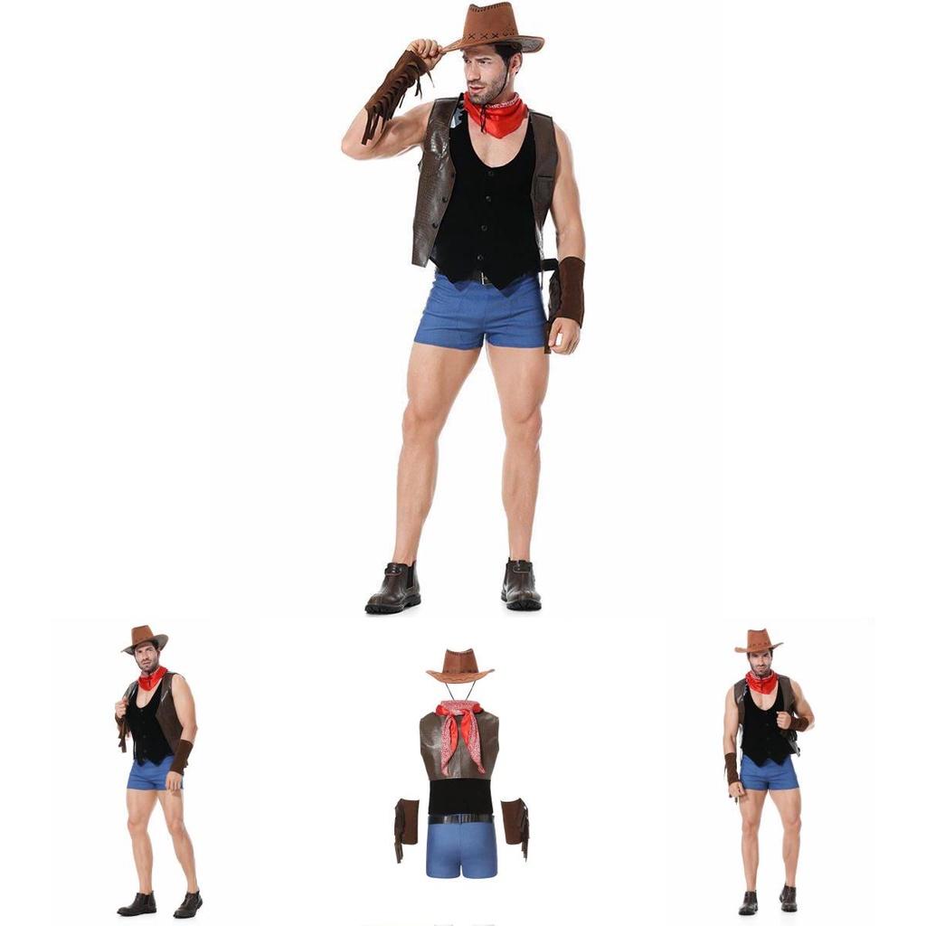 Přání Nový Halloween Západní Kovboj Pánský Kostým pro Dospělé Cosplay Barová Párty Role-playing Kostým [m Xl]