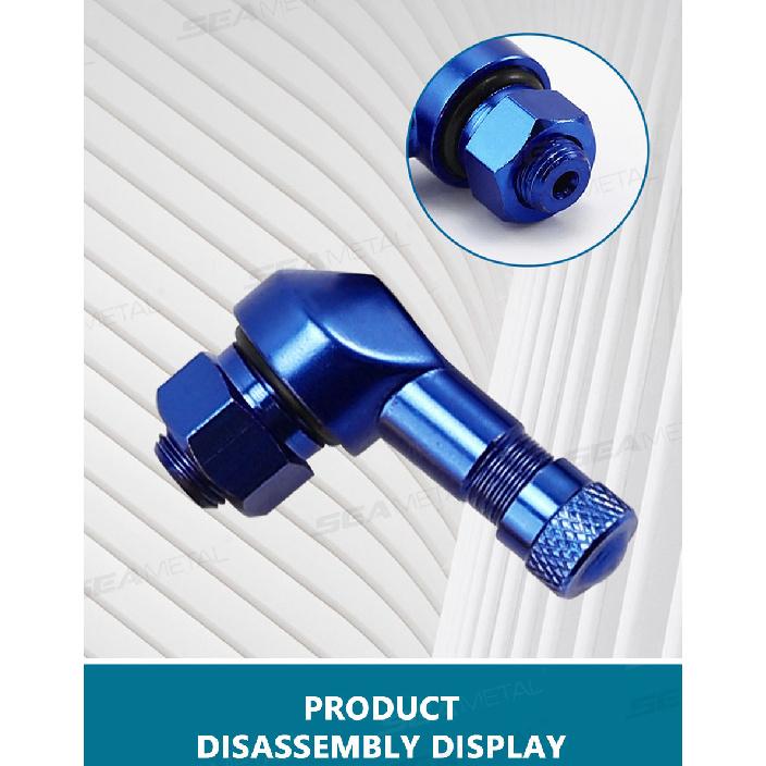 SEAMETAL 2PCS Universal Motorcycle Wheel Tire Valves Stem Cap Air Tire Cover 90 Degree CNC Aluminum Alloy Tubeless Valve Stems Valve Stems 1