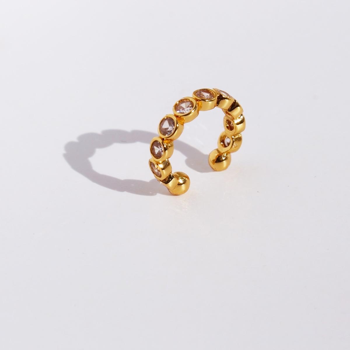 

Двухцветные серьги-каффы из циркония под золото и серебро - Не требуют пирсинга золотой