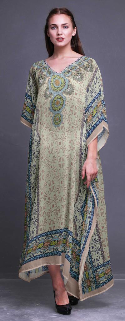 Phagun Damasco & Mandala Étnico Feminino Plus Size Caftan Roupa de Verão Cobertura de Praia Quimono