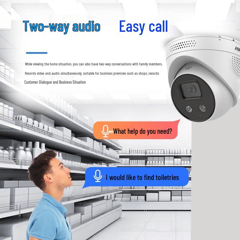 Hikvision 4MP Outdoor PoE Surveillance Camera with Two-Way Audio CN plug (adapter included)