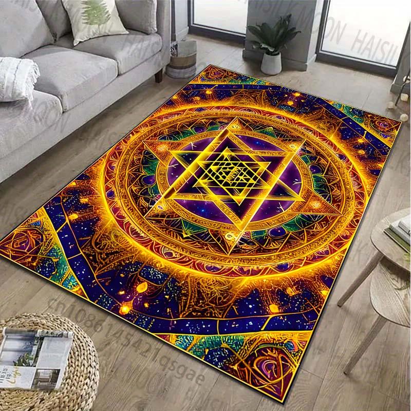 1PC Symbol Sri Yantra Patter Carpet for Living Room Bedroom Bedside Bathroom Floor Mat Area Rug Kids Room Play Mat for Gift