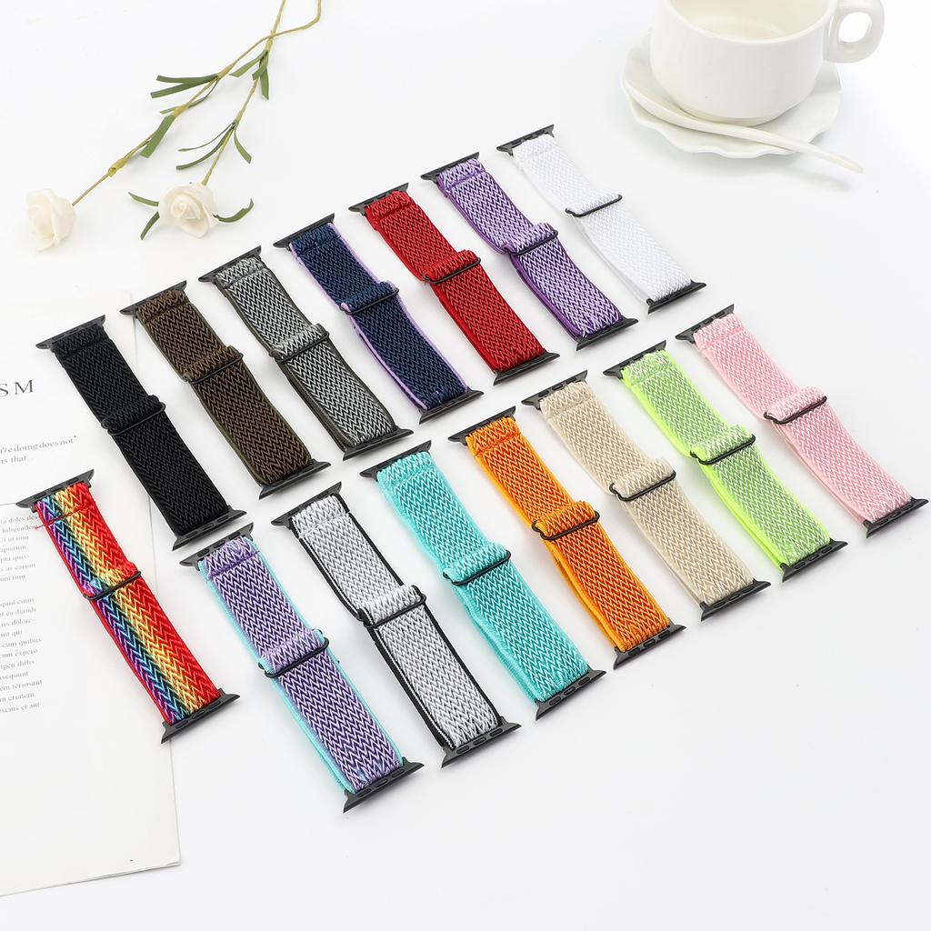 Wave Pattern Nylon Watchband Adjustable Wristwatch Strap for Apple Watch Series 10 42mm/9 8 7 41mm/6 5 4 SE SE (2022) SE (2023) 40mm/3 2 1 38mm