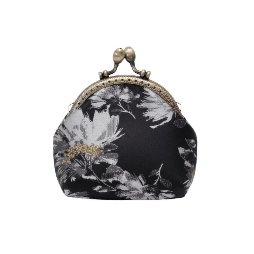 Anti-lost Kiss Lock Coin Purse Polyester Portable Brocade Mini Pouch Chinese Style Thickened Embroidered Small Pocket Ring