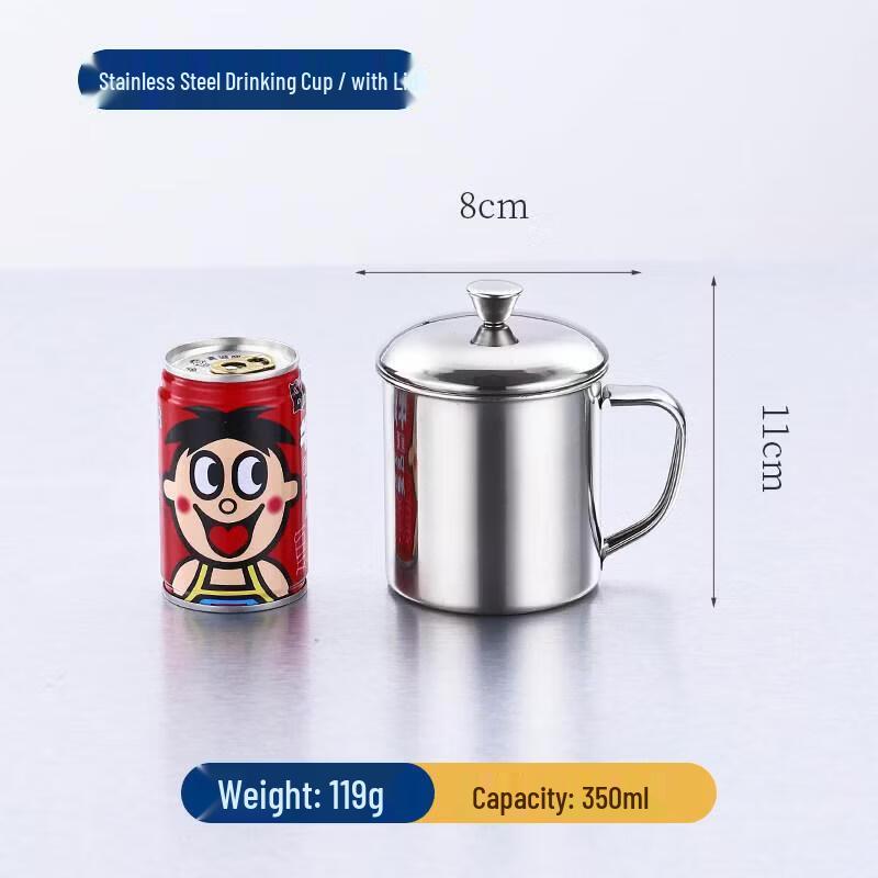 ZLIII 304 Stainless Steel Mug with Lid and Handle, 350ml