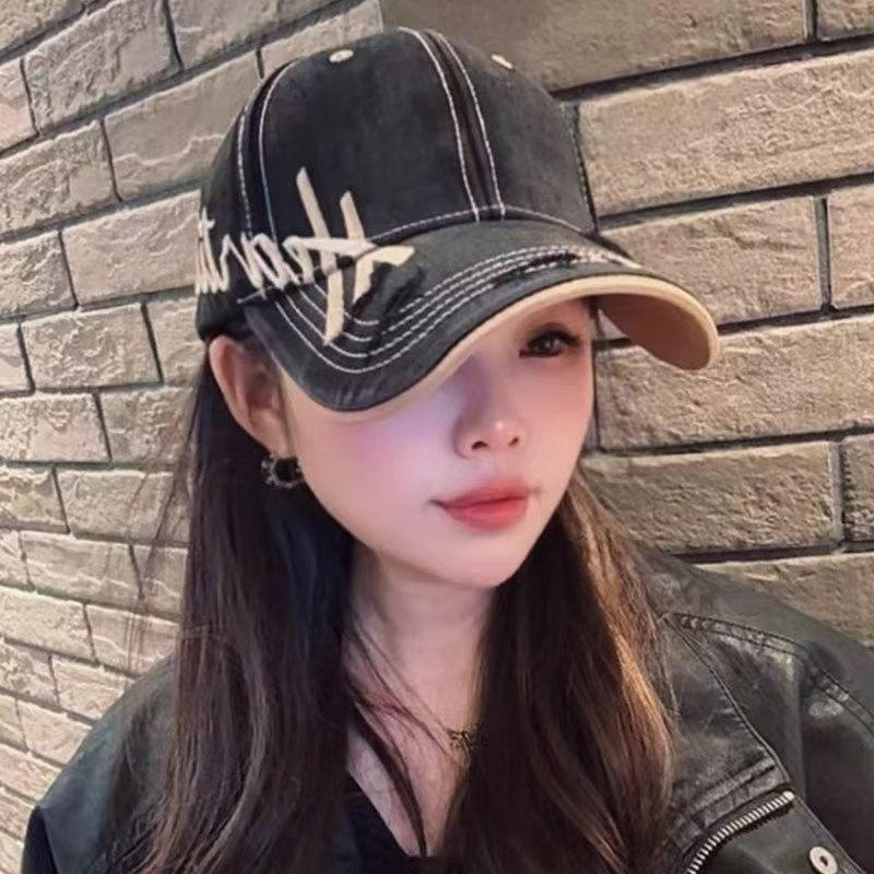 Duckbill Cap With Embroidered Letters For Summer Outdoor Sun Protection