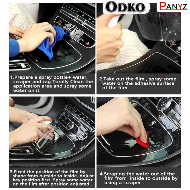 For Tesla Model 3 2017- Center Console Protective Film Transparent Film Stickers 3Pcs