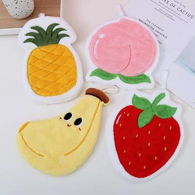 Cute Fruit Hand Towel, Coral Fleece Thickened and Soft To Absorb Water Without Shedding Hair, Hanging Cartoon Hand Towel