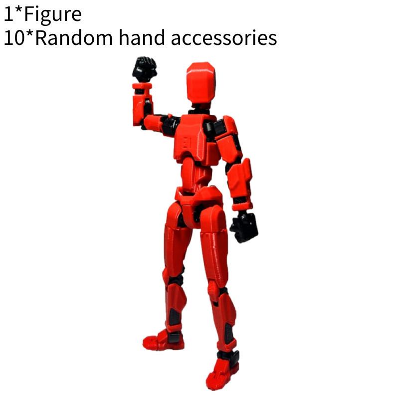 Lucky 13 Vollbewegliche Puppe 3D-gedruckt 3. Generation Dummy-Spielzeug mit 4 Waffen 3 Handtypen Rot Schwarz