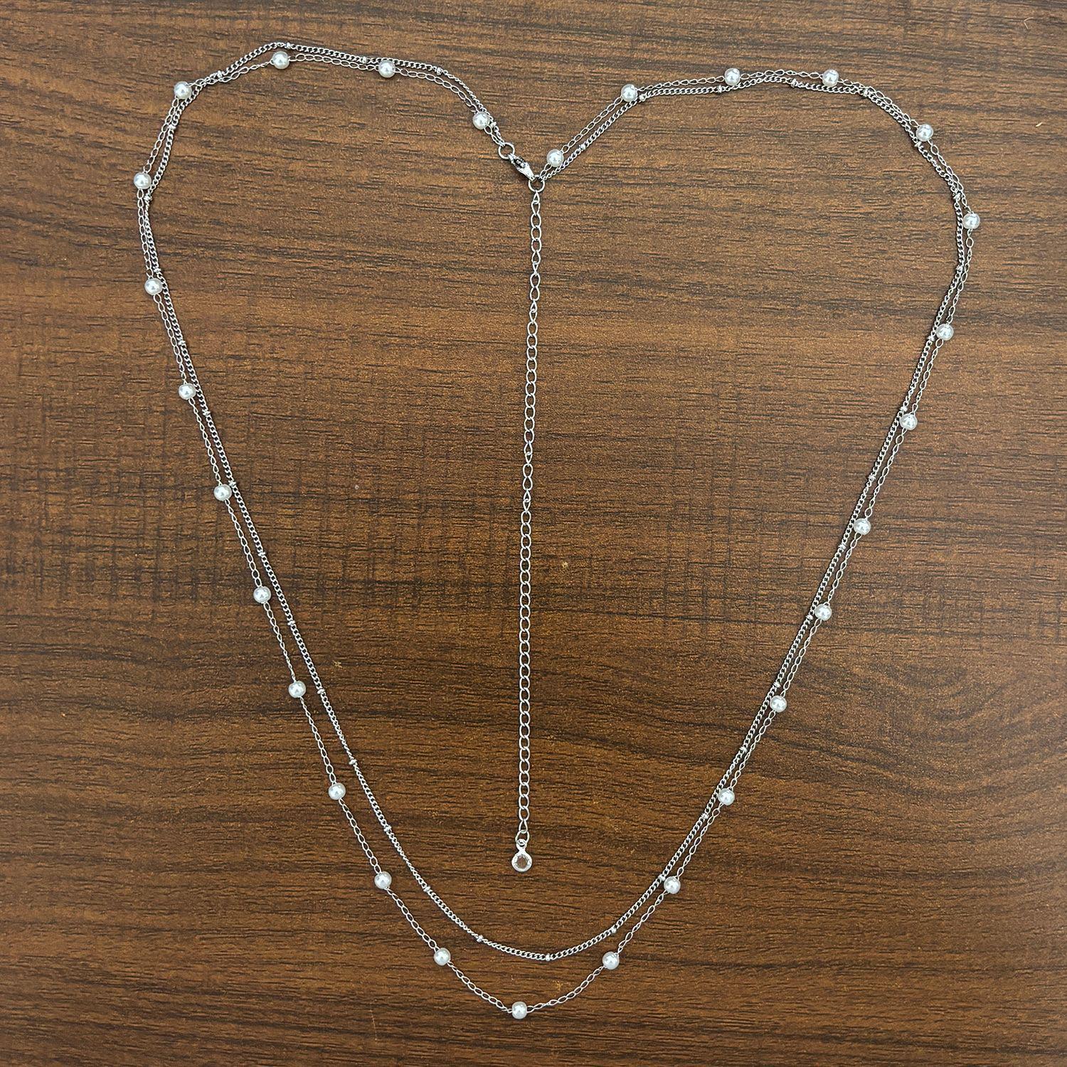 Non-fading 304 Stainless Steel 18K Gold Beaded Double Layer Pearl Waist Chain for Women