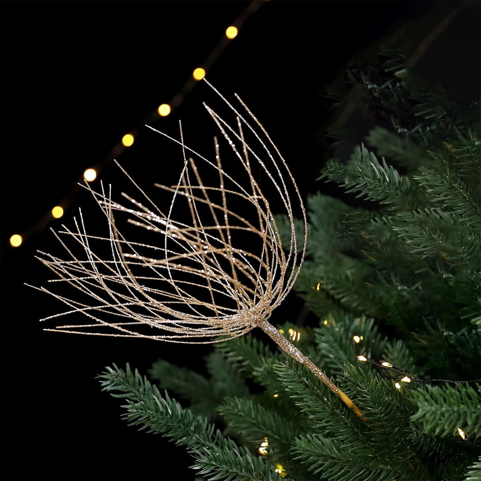 

Большие ветки рождественской ели, украшения для рождественского венка, елочные игрушки, искусственные блестящие ветки. One Size