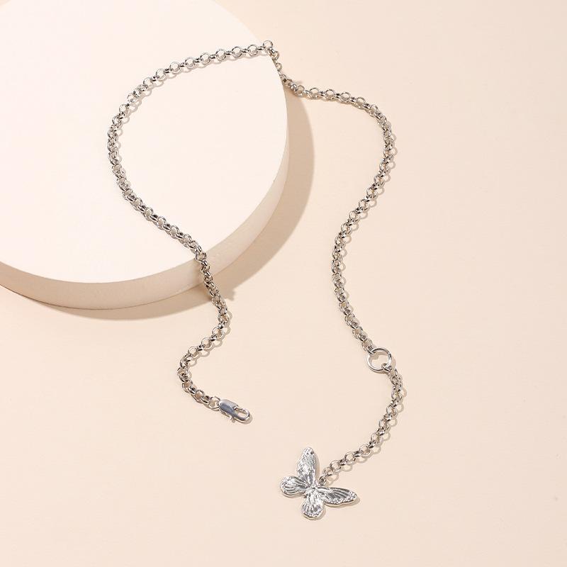 Stall Exaggerated Large Chain Butterfly Pendant Hip Hop Necklace Ins Wind Beautiful Multi-layer Mori Collarbone Neck Chain