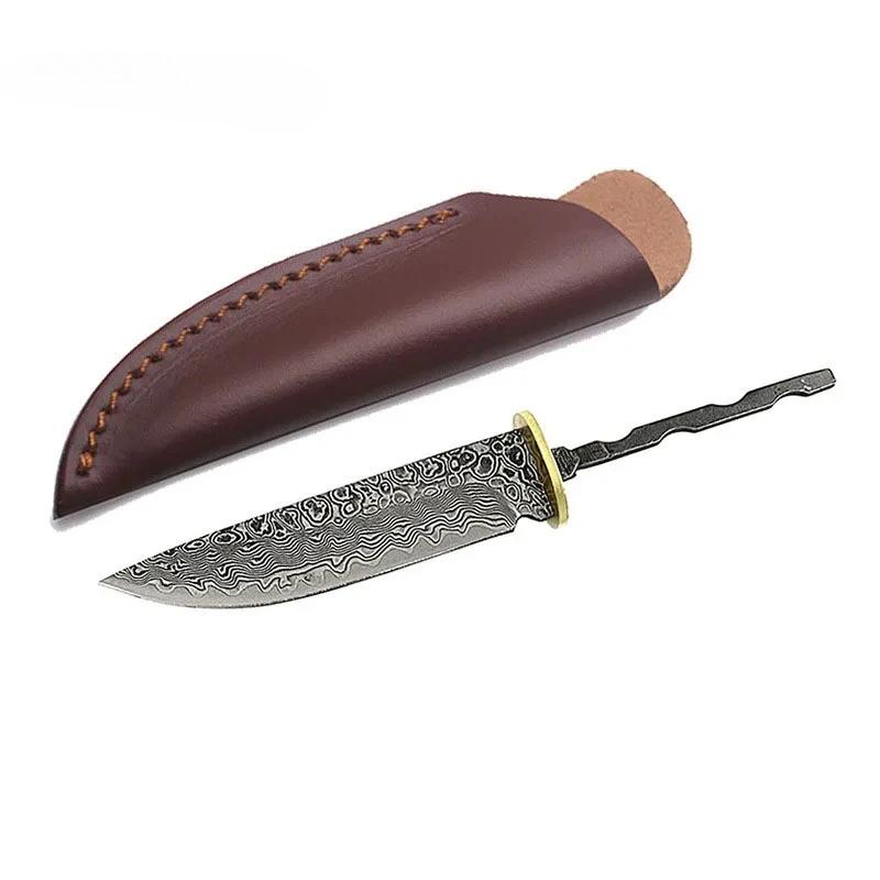 Livrare directă Oțel Damasc Cuțit cu Lamă Fixă Blank Produse Pregătite Insert DIY Semi-finite Piese Accesorii Instrument