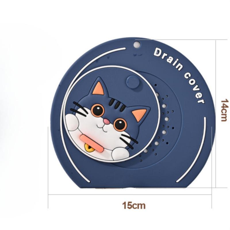 Rotating Cat Silicone Drain Cover For Bathroom And Kitchen Sink Odor Proof Floor Drain Stopper With Hanging Hole