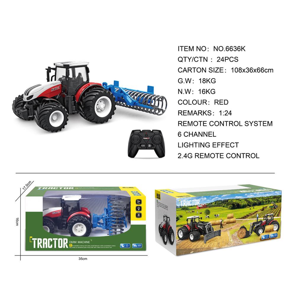 1:24 Remote Control Car For Kids Simulation Electric Farmer Harvester Tractor Model With Lights Christmas Gifts For Boys Girls