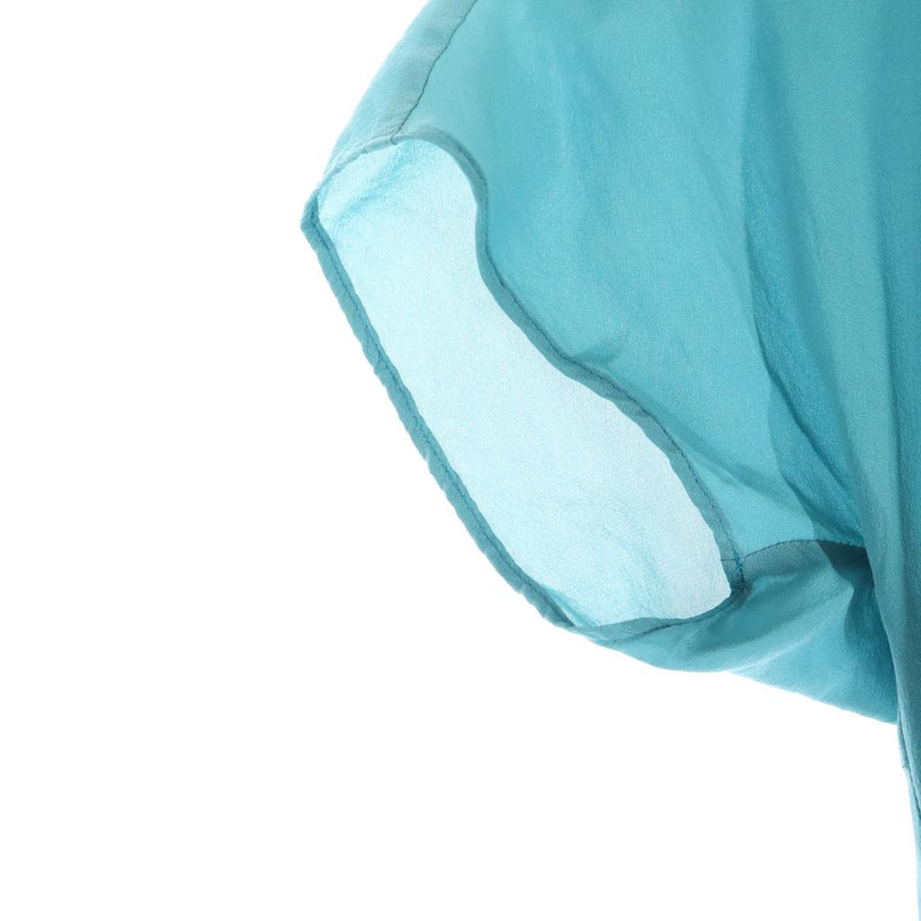 Produkty kosmetyczne ETRO made in Italy bluzka z falbanami z francuskim rękawem 40 niebieska Kobiety Używana