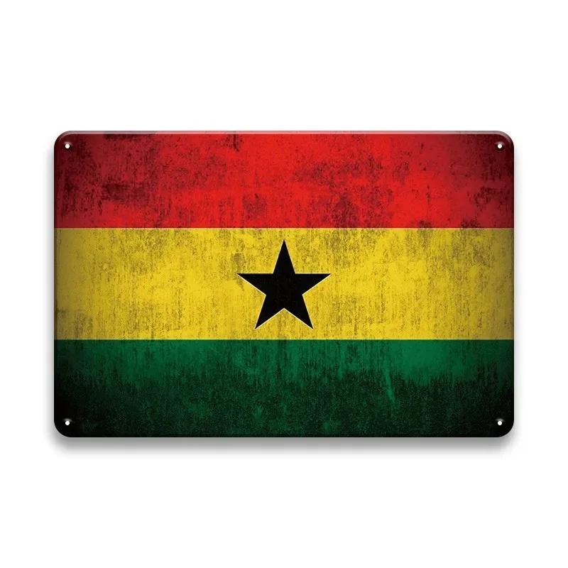 Rustic Antique International Countries Flag Metal Sign Retro Wall Art For Bar Garage Pub Man Cave Indoor Wall Decoration