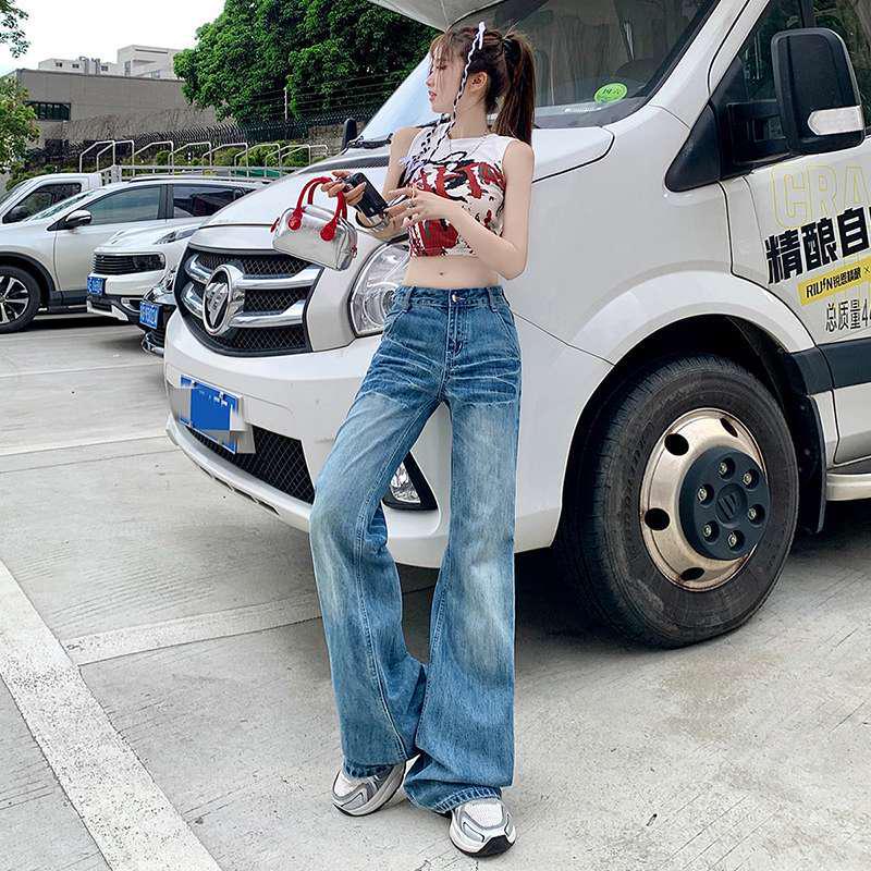 Retro Low-Waist Flare Jeans - Women's Slimming American Style Summer Pants
