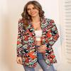 Vintage Letter Nepravidelný potisk Blazer Dámská bunda High Street Fashion Plus Size Elegantní Lady Coat Americký stylový