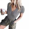 T-shirt da donna estiva corta sexy tinta unita da donna profonda a V slim top sottile corta sexy di nicchia
