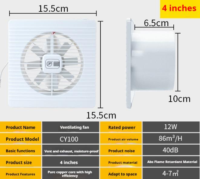 

220 В ЕС/Великобритания/Австралия 4 6 Электрический вытяжной вентилятор для туалета Мощный бесшумный экстрактор Бытовой настенный кухонный канальный вентилятор Вентиляционный вентилятор EU&220 V