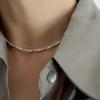 VENTFILLE 925 Sterling Silver Double Layer Bead Snake bone Chain Necklace for Women Girl Korean Simple Jewelry Gift Dropshipping